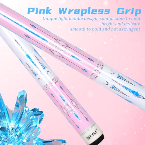CUEELF Pink Pool Cue Stick 58inches Canadian Maple Billiard Cue Sticks Professional Pool Stick Gifts for Women and Ladies - color: Pink+Blue, size: 20 oz