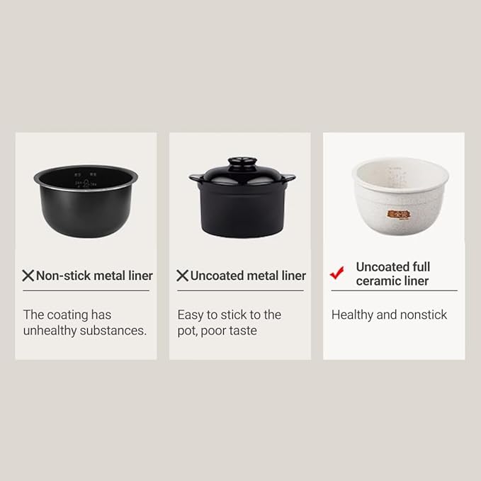 Joydeem Ceramic Rice Cooker FD20S-W, 4 Cups Uncooked Rice Cookers with Pure Ceramic Inner Pot, 24h Dealy Start, 2L, White