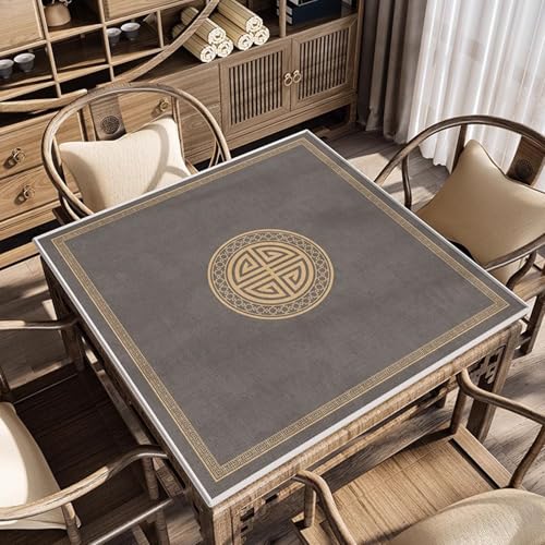 Square Mahjong Mat with Black Carrying Bag, Thick Anti Slip Tablecloth, Table Pad for Mahjong Poker and Tile Game(Gray2,60CM/23.6") - color: Gray2, size: 60CM/23.6"