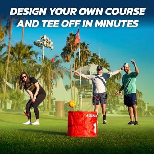 bucketgolf 9 Hole Bundle with Clubs - Outdoor Golf Game for All Ages, Adults, Kids, Family. Play Golf Anywhere, Yards, Beach, Park, Backyard. (4 Clubs (3 RH + 1 LH)) - size: 4 Clubs (3 RH + 1 LH)