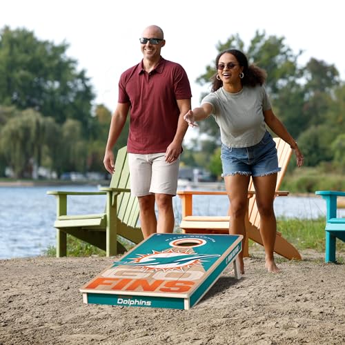YouTheFan NFL 2' x 4' Slogan Series Professional Wood Cornhole Game - color: Miami Dolphins