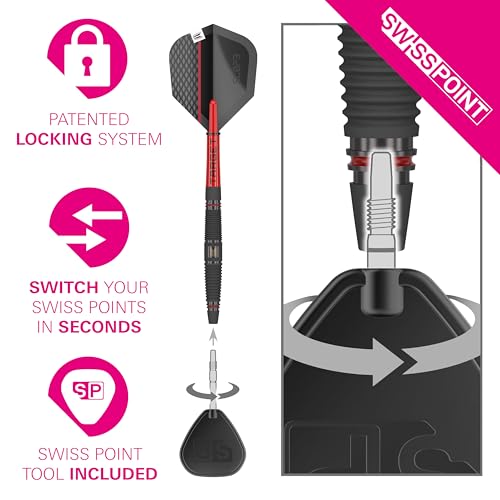 Target Darts Scope Steel Tip Swiss Point Darts, 90% Tungsten Dart Set | Steel Tip Dart, Red & Black Darts, Professional Dart Set with Swiss Points & Tool | Barrel 01/02/03/04 –21G/22G/23G/24G/25G - size: 23G, style: Barrel 04