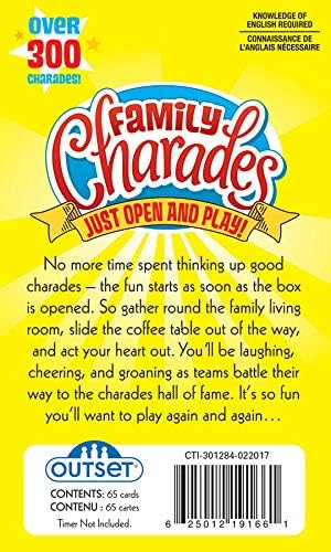 Outset Media Family Charades Card Game Travel Friendly - Includes Over 300 Charades - Perfect for Parties, Vacations, and Holidays - Ages 8+