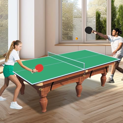 8ft Green Mid-Size Ping Pong Conversion Top Foldable & Portable Table Tennis Table Top for Indoor Games(Green)
