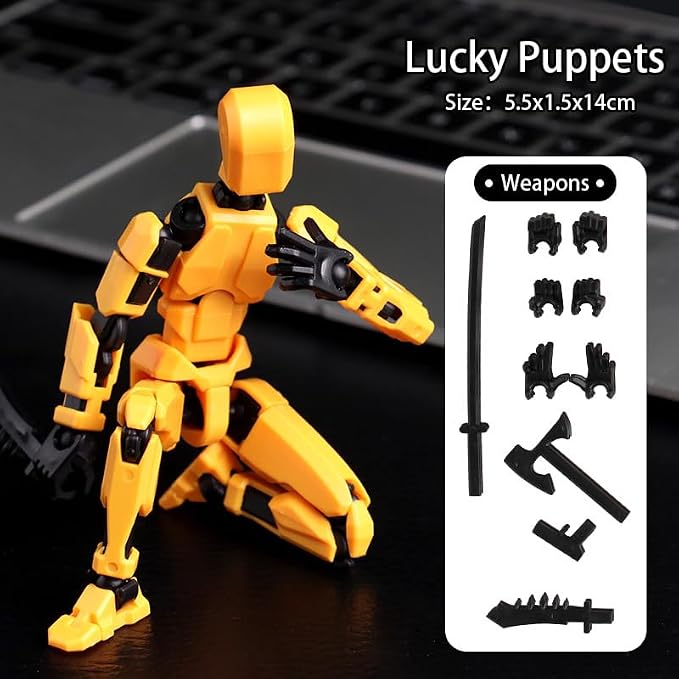 Dumwick Assembly Completed Titan 13 Action Figure Set,Titan 13 Robot Action Figures 3D Printed Multi Jointed Movable,Nova 13 Action Figure,Decorations for Action Figures (Yellow,1pc)