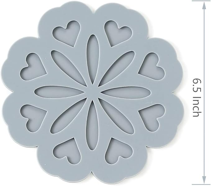 Set of 4 Silicone Trivet Mat - Hot Pot Holder Hot Pads for Table & Countertop - Trivet for Hot Dishes - Non-Slip & Heat Resistant Modern Kitchen Hot Pads for Pots & Pans, Turquoise