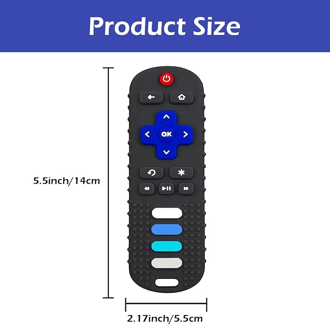Silicone Baby Teething Toys,Teething Toys for Babies 3 6 18 24 Months,Baby Silicone Chew Toys,Remote Control Shape Teether Toys,BPA Free(N-Black)