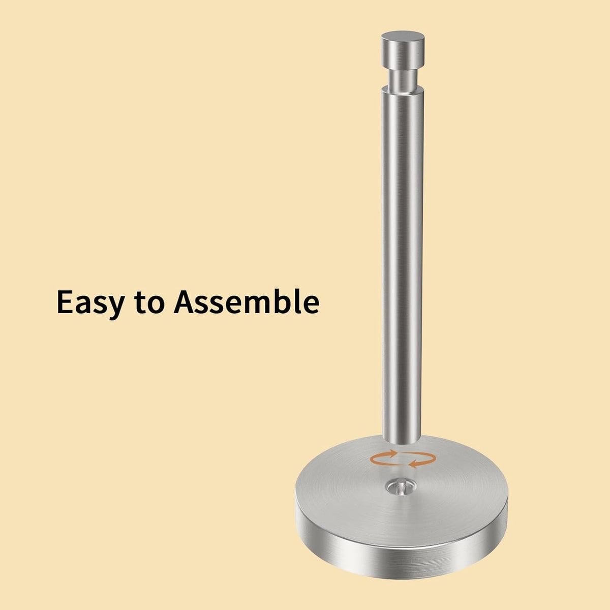 Paper Towel Holder Countertop, Black Paper Towel Holder with Weighted Base Non Slip, Standing Paper Towel Roll Holder for Kitchen Bathroom, Easy One-Handed Operation, Stainles Steel (Brushed Nickel)