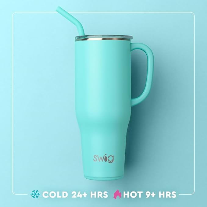 Swig Life 40oz Mega Mug, 40 oz Tumbler with Handle and Straw, Cup Holder Friendly, Dishwasher Safe, Extra Large Insulated Tumbler, Stainless Steel (Nauti Girl)