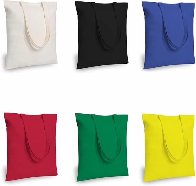 TOPDesign 6-Pack Economical 16"x15" Cotton Tote Bag, Lightweight Medium Reusable Grocery Shopping Cloth Bags, Suitable for DIY, Advertising, Promotion, Gift, Activity