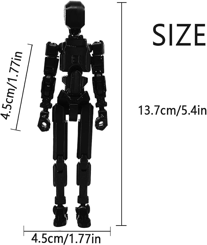 Dumwick Assembly Completed Titan 13 Action Figure Set,Titan 13 Robot Action Figures 3D Printed Multi Jointed Movable,Nova 13 Action Figure,Decorations for Action Figures (Black,1pc)