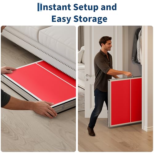 Portable Ping Pong Table,Table Top Ping Pong Set,6' x 3' Professional Indoor/Outdoor Table Tennis Set with Net, 2 Paddles & 3 Balls, Quick Assembly, for Adults, Teens, Family Game Room