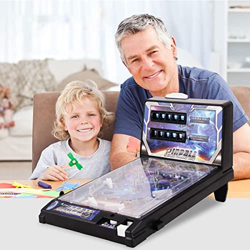 Pinball Machine Fast Sling, Table Top Mini Pinball Game for Kids, Fun Arcade Game with LCD Screen, Light and Sound Effects, Interactive for Kids & Family