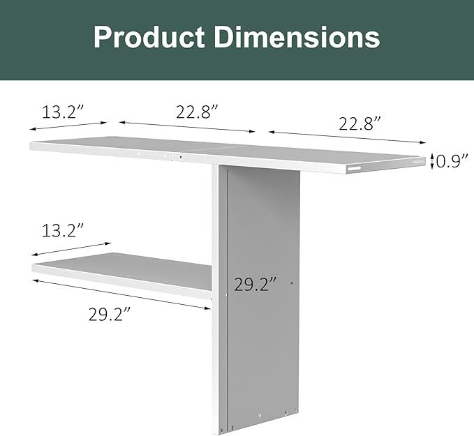 Storage Shed Shelf, Weatherproof Metal Shelf for 30 cuft Tool Cabinet, Ideal for Outdoor Use, with Screw and Nuts Easy Assembly, 45.6''L×13.2''W×30.1H, White