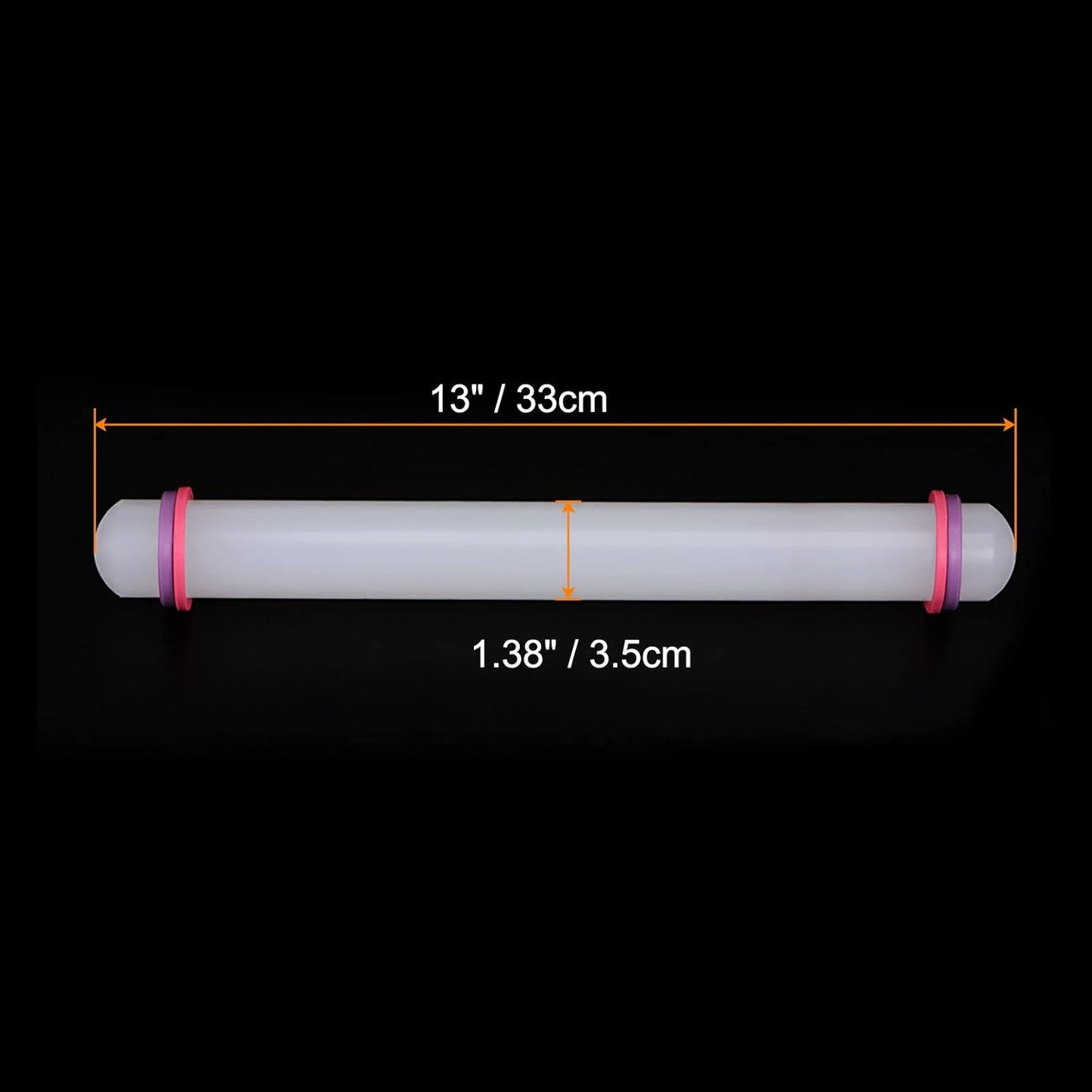 HARFINGTON Fondant Rolling Pin 13 Inch x 1.38 Inch Adjustable Guide Rings Non-Stick PP Plastic Fondant Roller Dough Roller Kitchen Decorating Tools for Cookie Pastry Pizza Clay
