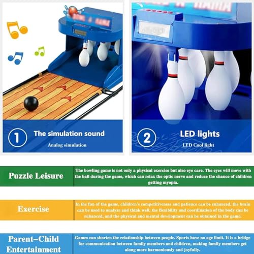 Electronic Bowling Alley Game with LED Electronic Scoreboard, Indoor Bowling Ball Sports Game Console with Automatic Reset, Simulation Sound Effect, for Children and Adults,3.5m - size: 3.5m