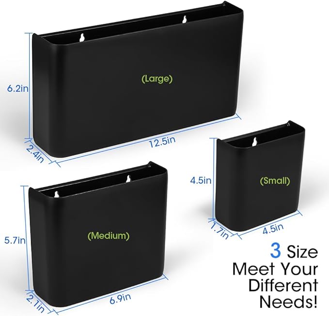 Picowe 3 PCS Magnetic Laundry Storage, Magnetic Storage Box for Laundry Room, Kitchen, Bathroom, Office, Space-Saving Trash Container Hanging on Dryer, Washer or Wall Mount Trash Bin (Black)