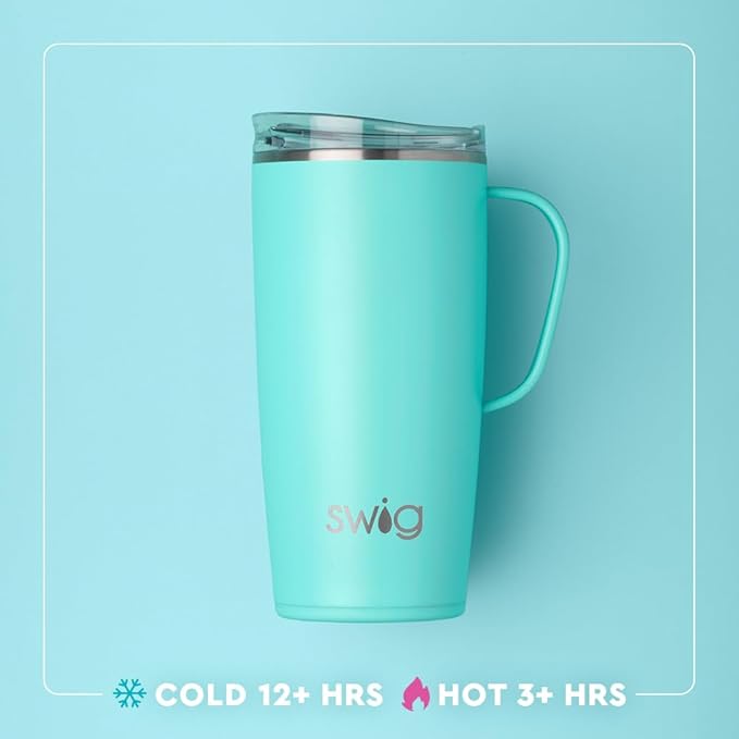 Swig Life 22oz Travel Mug, Insulated Tumbler with Handle and Lid, Travel Coffee Mug, Cup Holder Friendly, Stainless Steel 22 oz Tumbler, Reusable Insulated with Lid (Lemon Meringue)