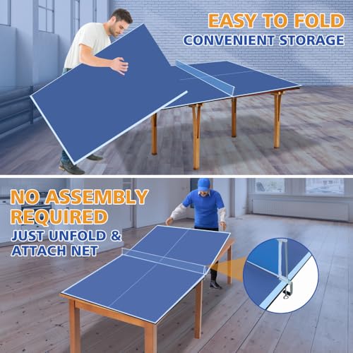 7x4ft Foldable Ping Pong Conversion Top – Portable Mid-Size Table Tennis Tabletop for Indoor Game Room, Easy Storage & Setup