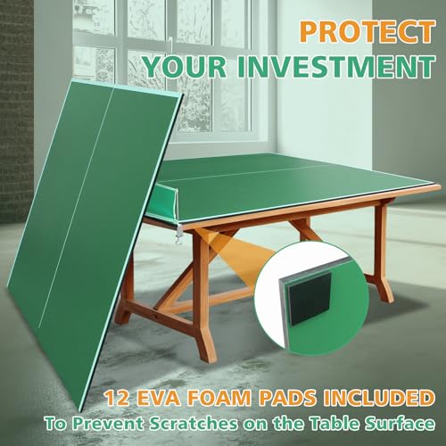8ft Green Mid Size Ping Pong Conversion Top Foldable Portable Table Tennis Table Top for Indoor Games