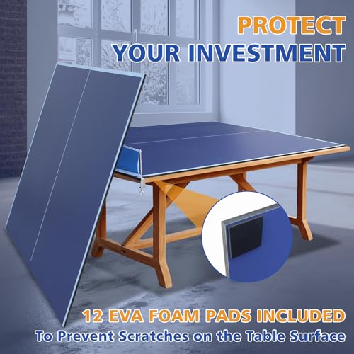 7/8/9ft Mid-Size Ping Pong Conversion Top with Net Set for Billiard and Pool Tables - Regulation Top Converts Billiards into Ping Pong Table Blue/Green/Black - color: Blue, size: 9 FT