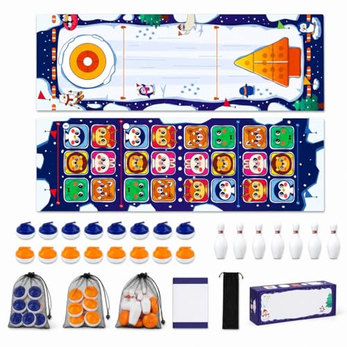 Tabletop Games Set, Indoor Bowling Game, Portable Shuffleboard & Mini Games, Enjoyment