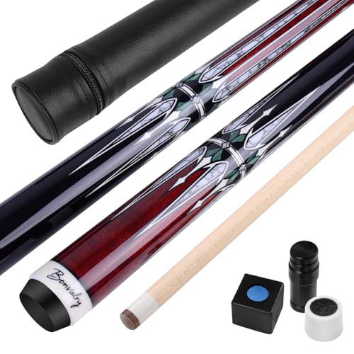 Pool Cue Kit - Stained Maple 58 Inch Pool Stick with Hard Case and Accessories for Billiards Enthusiasts - color: Red, style: 20oz