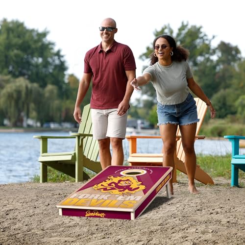 YouTheFan NCAA 2' x 4' Slogan Series Professional Wood Cornhole Game with Logo Bags - color: Arizona State Sun Devils