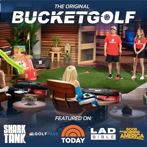 bucketgolf 9 Hole Bundle with Clubs - Outdoor Golf Game for All Ages, Adults, Kids, Family. Play Golf Anywhere, Yards, Beach, Park, Backyard. (4 Clubs (3 RH + 1 LH)) - size: 4 Clubs (3 RH + 1 LH)