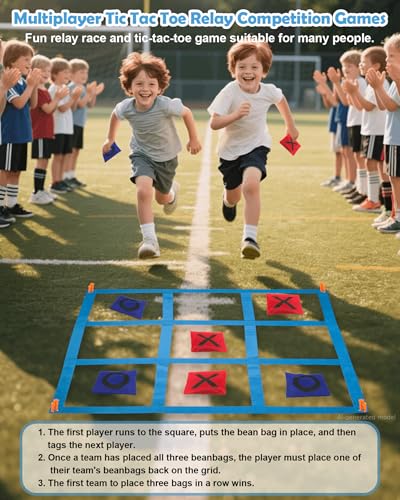 Outdoor Game Set, Kanosan Outside Giant Tic Tac Toe Bean Bag Toss Games,3 Legged Race Bands, Catch Tail Game, Field Day Birthday Party Family Reunion Carnival Yard Lawn Easter Games 28PCS - size: TG-28