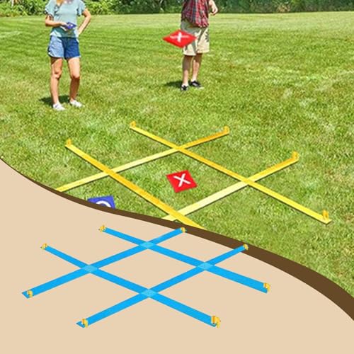 Bag Toss Game Giant Tac Toe Outdoor Toss Game Set Large Throwing Target Game Nylon Feature Suitable for Lawn Parties Outdoor, Blue A - color: Blue a