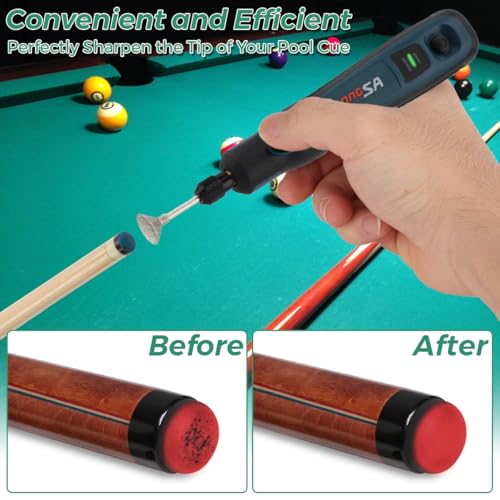 Pool Cue Tip Shaper, Electric Cue Tip Grinder Kit | Portable billiards cue stick tool kit for enthusiasts, pros and cue tip maintenance - style: Arc-Shaped Head