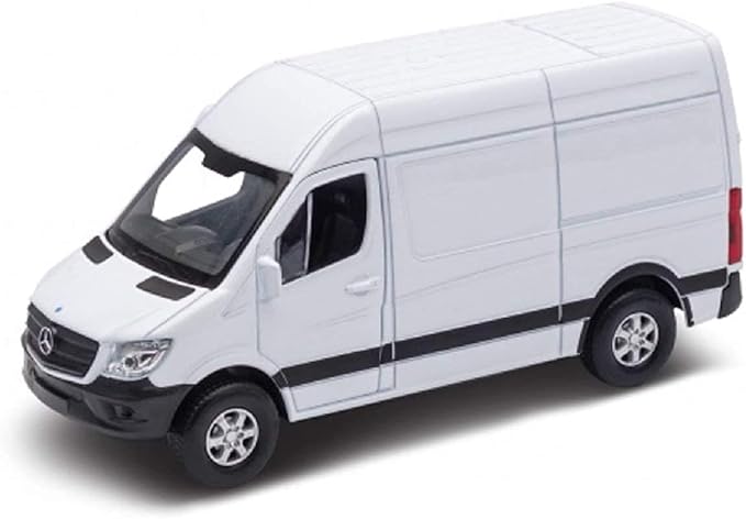 KiNSMART - Mercedes-Benz Sprinter Cargo Van 1:48 O Scale 5" Die Cast Metal Model Toy Van, Pull-Back Action (White)
