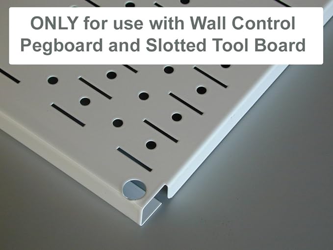 Wall Control Pegboard Organizer 4 ft. Metal Pegboard Standard Tool Storage Kit & Pegboard Shelf 6in Deep Pegboard Shelf Assembly for Pegboard and Slotted Tool Board – White