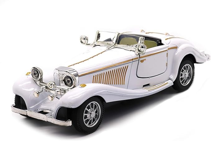 1:28 Scale Pullback Diecast Metal Antique Classic Model Cars Collectible Toy Gifts (White,Length 6.5in/16.8cm)