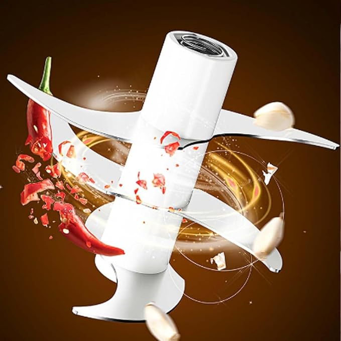 Household Electric Garlic Crusher, Electric Garlic Chopper, Mini Portable Veggie Chopper with 4/6 Stainless Steel Blades, Wireless Rechargeable Food Cutter for Garlic, Onion, Chili (2PCS-A,250ML)
