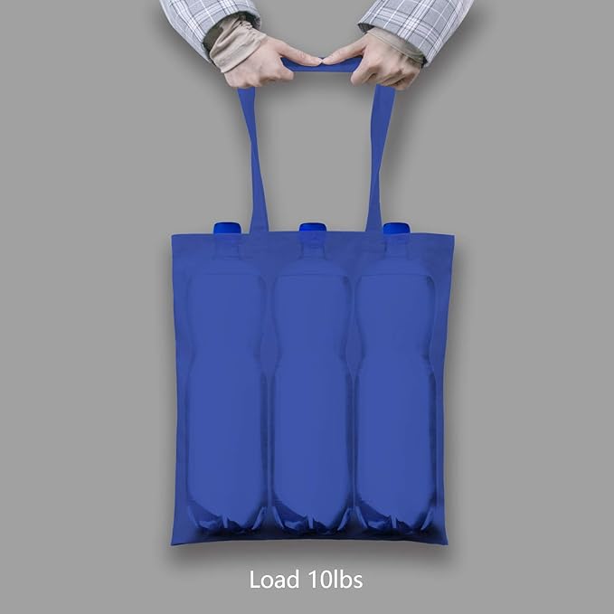 TOPDesign 6-Pack Economical 16"x15" Blue Cotton Tote Bag, Lightweight Medium Reusable Grocery Shopping Cloth Bags, Suitable for DIY, Advertising, Promotion, Gift, Activity