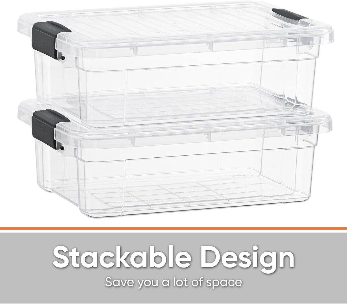 Superio Clear Storage Bins with Lids, Stackable Storage Box with Latches and Handles, Extra Small, 4 Pack 2 Quart