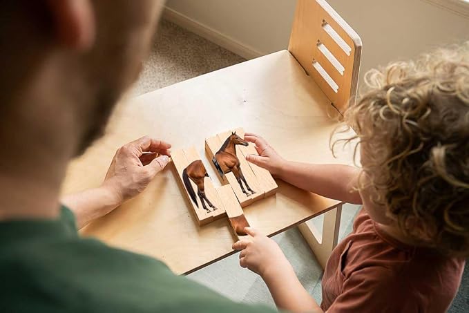 Wooden Animal Chunky Puzzles for Toddlers 2+ Years - Montessori 4 in 1 Farm Animal Block Puzzle Toy