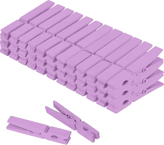 Colored Clothes pins 2.9inch 50PCS Purple, Colorful ClothesPins Wooden Clips for Photos Pictures Decorative Crafts, Decoration clothespins Clothing Hanging clothespins 2.9inch 50PCS (Purple)