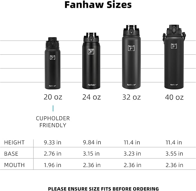 Fanhaw 32 oz Insulated Stainless Steel Water Bottle with Anti-Dust Chug Lid, Leakproof Vacuum Sports Bottle for Men & Women (Olive Green)