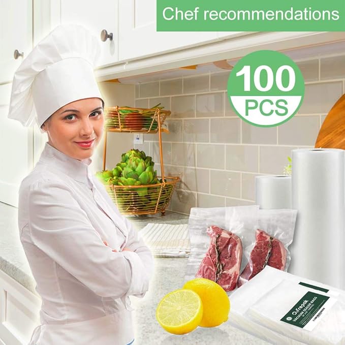 O2frepak 100 Gallon Size 11" x 16" 4mil Thick Vacuum Sealer Bags with BPA Free and Puncture Prevention,Vacuum Seal Freezer Bags,Great for Sous Vide Vaccume Sealer PreCut Bags