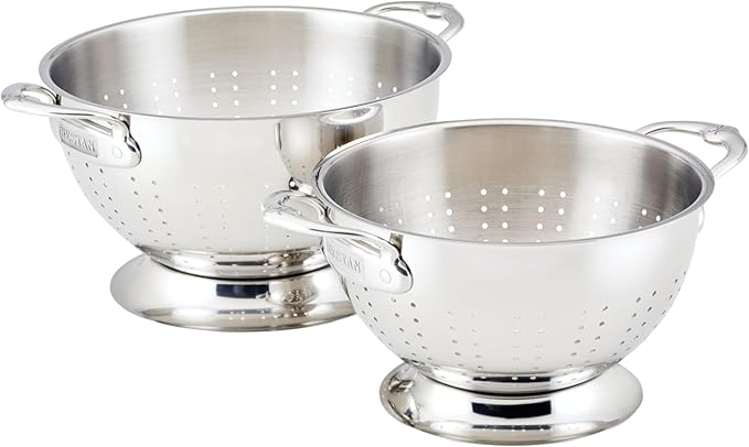 Hestan Provisions – 2-Piece Stainless Steel Colander Set – 3 & 5 Quart, Nesting Design