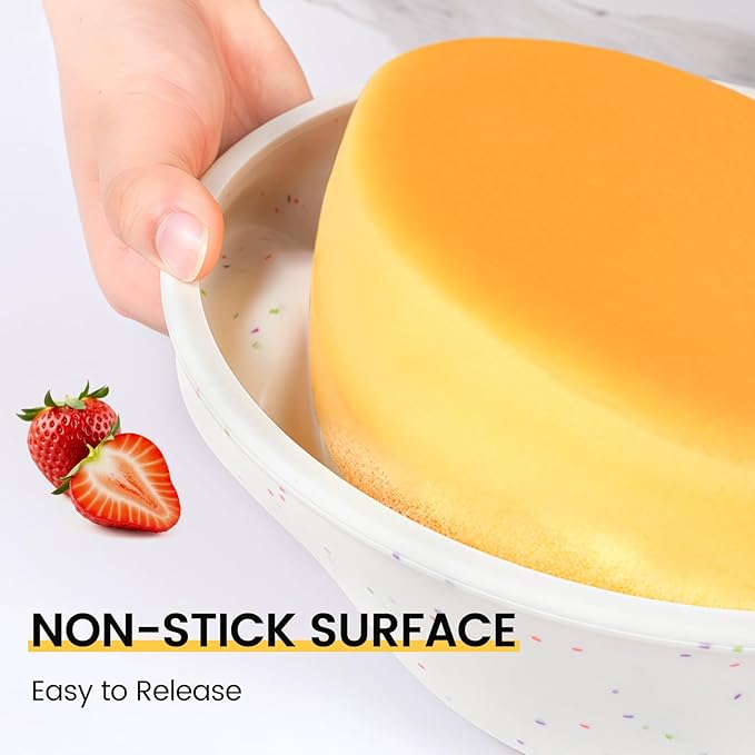 Vinino 3 Pack Round Cake Pan Set (6''/8''/10'') with Metal Reinforced Frame, Circle Cake Pan for Baking Nonstick Silicone Springform Pan for Baking Suitable for Making Layers, Cheese & Chocolate Cakes