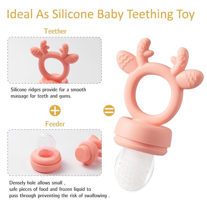 Baby Fruit Food Feeder with Breastmilk Popsicle Molds,Teething Toys Silicone Teethers for Babies 3-12 Months for Baby Feeding Gift