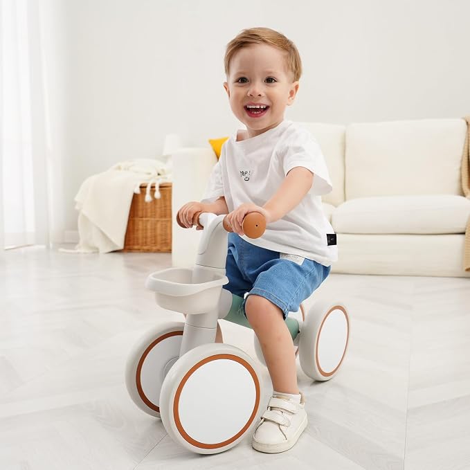 Kid's Balance Bikes for 1 Year Old Boys and Girls, 12-24 Months Toddler Ride-on with Adjustable Seat and a Front Basket, First Birthday Gifts Black