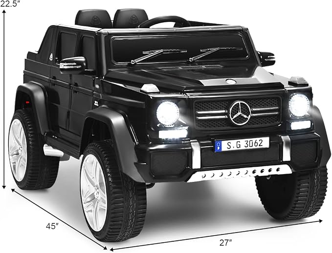 Costzon Ride on Car, Licensed Mercedes-Benz Maybach, 12V Battery Powered Vehicle Toy w/ 2 Motors, Remote Control, 3 Speeds, Lights, Horn, Music, Aux, Storage, Truck, Electric Car for Kids (Black)