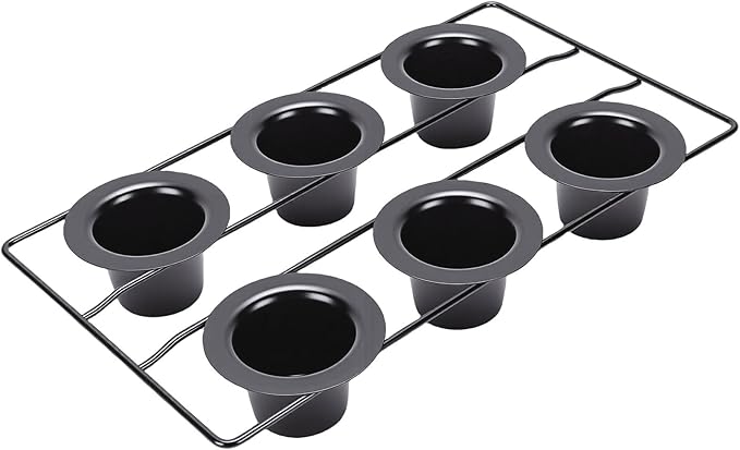 VBESTLIFE 6-Cup Popover Pan, Heavyweight Aluminized Steel with Nonstick Coating, for Yorkshire Pudding, Muffins, and Popovers