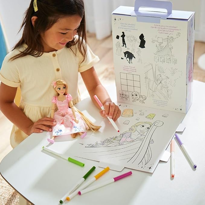 Disney Store Official Rapunzel Story Doll - 11 Inches - Includes Coloring Book and Additional Dress, Princess Doll in Classic Outfit, Disney Princess Toys for Girls