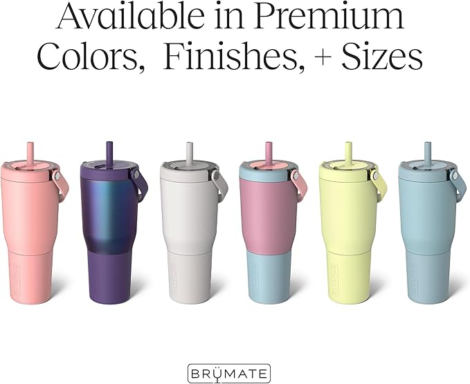 BrüMate Resa 35oz 100% Leakproof Travel Tumbler w/Handle & Straw | Flexible SoftSip Straw | Silicone Sleeve for Durability | Stainless Steel | Cup Holder & Travel Friendly Water Bottle (Dark Aura)